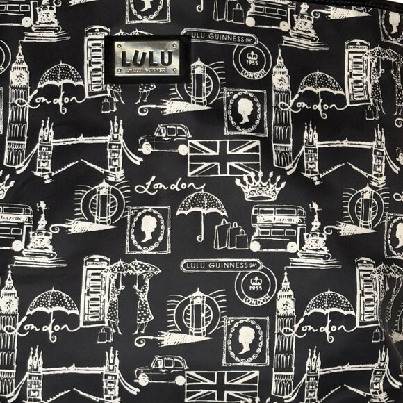 Lulu Guinness London Sights Beach Tote - Black/White - 20" w x 13" h x 5.5" d - Picture 8 of 13